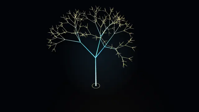A branching tree with repeated smaller child branches