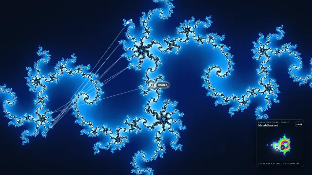 A detailed colored fractal rendering from the Julia and Mandelbrot World