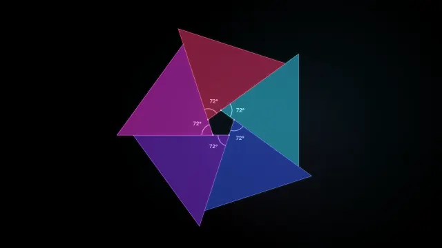 Colored angle triangles gathered around a common point